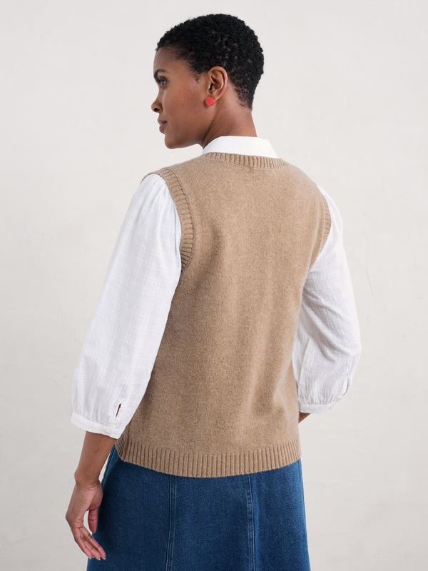 Dark Wheat East View Vest V-Neck