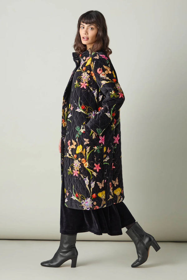 Velvet Vintage Floral Quilted Coat