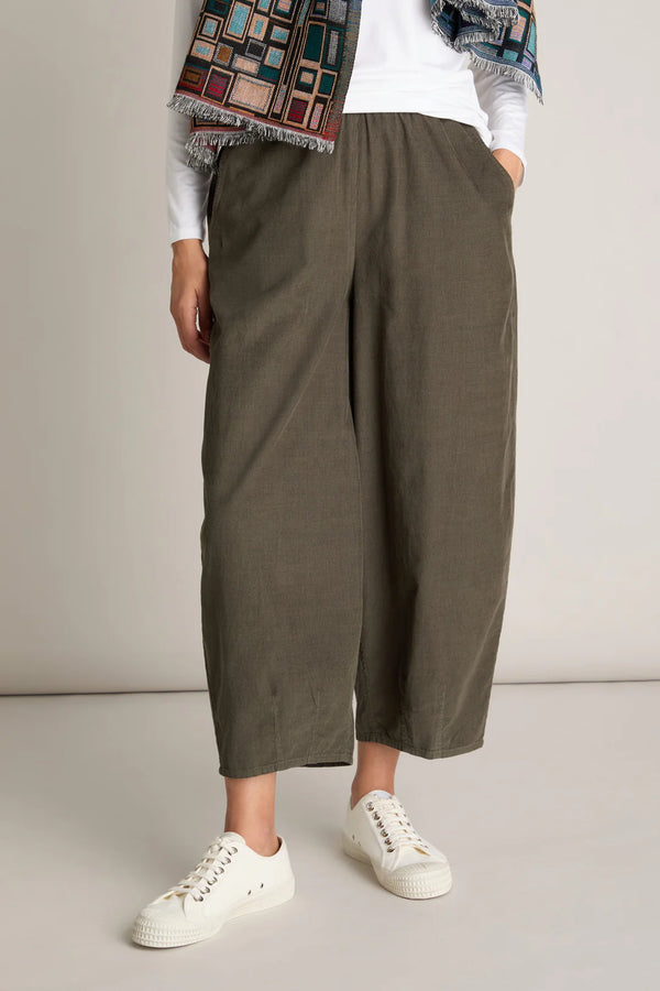 dark Khaki Pinwale Cord Bubble Trousers