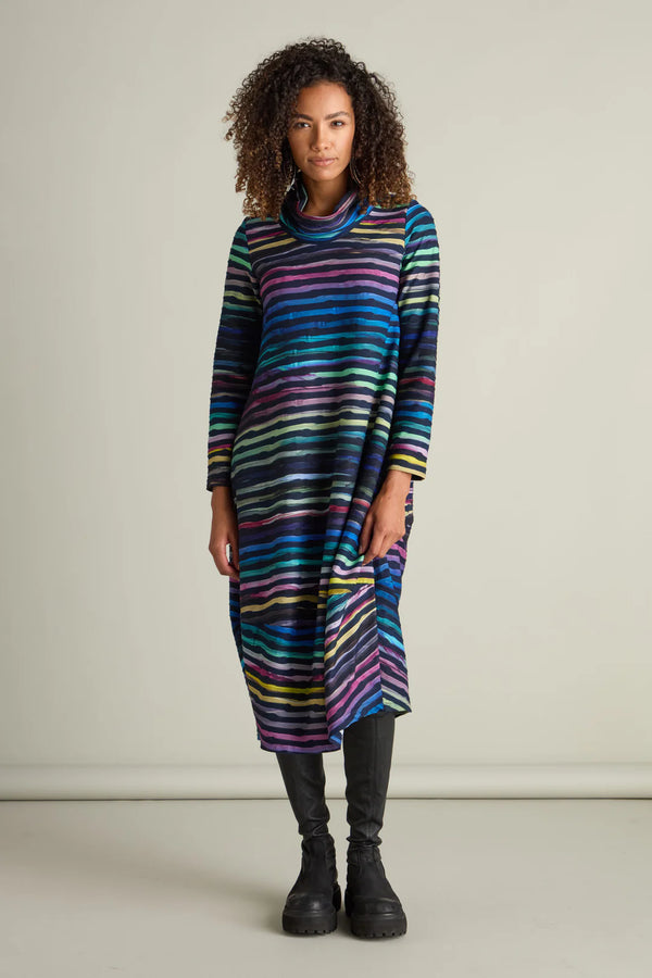 Textured Watercolour Landscape Cowl Dress