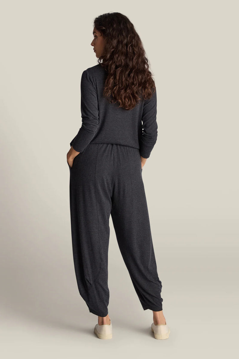 Charcoal Soft Viscose Jersey Bubble Trousers