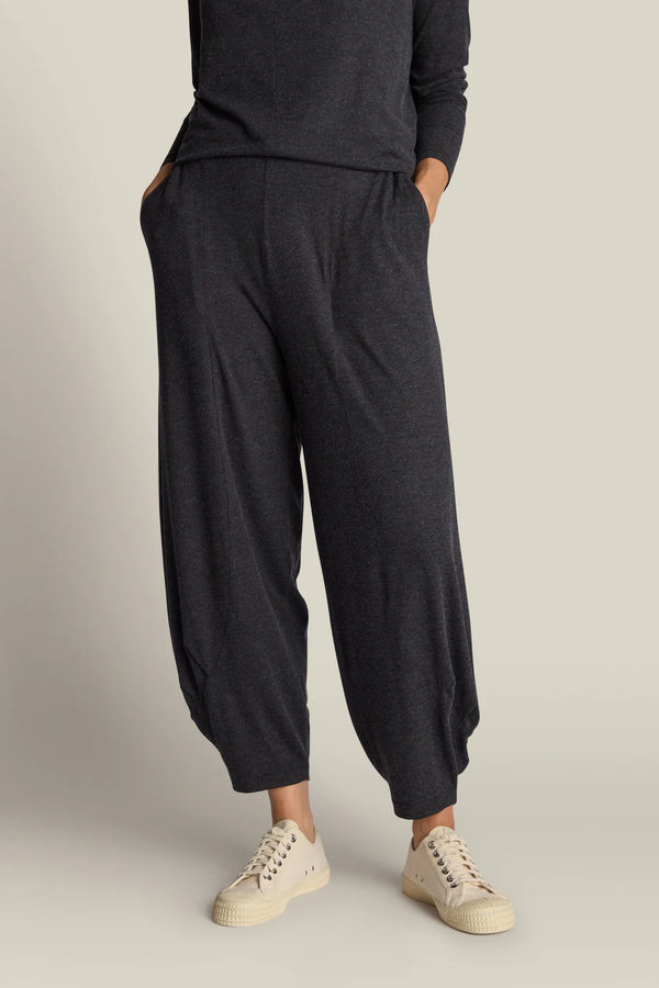 Charcoal Soft Viscose Jersey Bubble Trousers